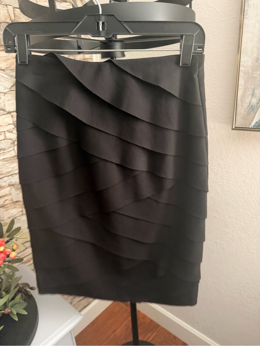 White House Black Market Black Layered Pencil Skirt